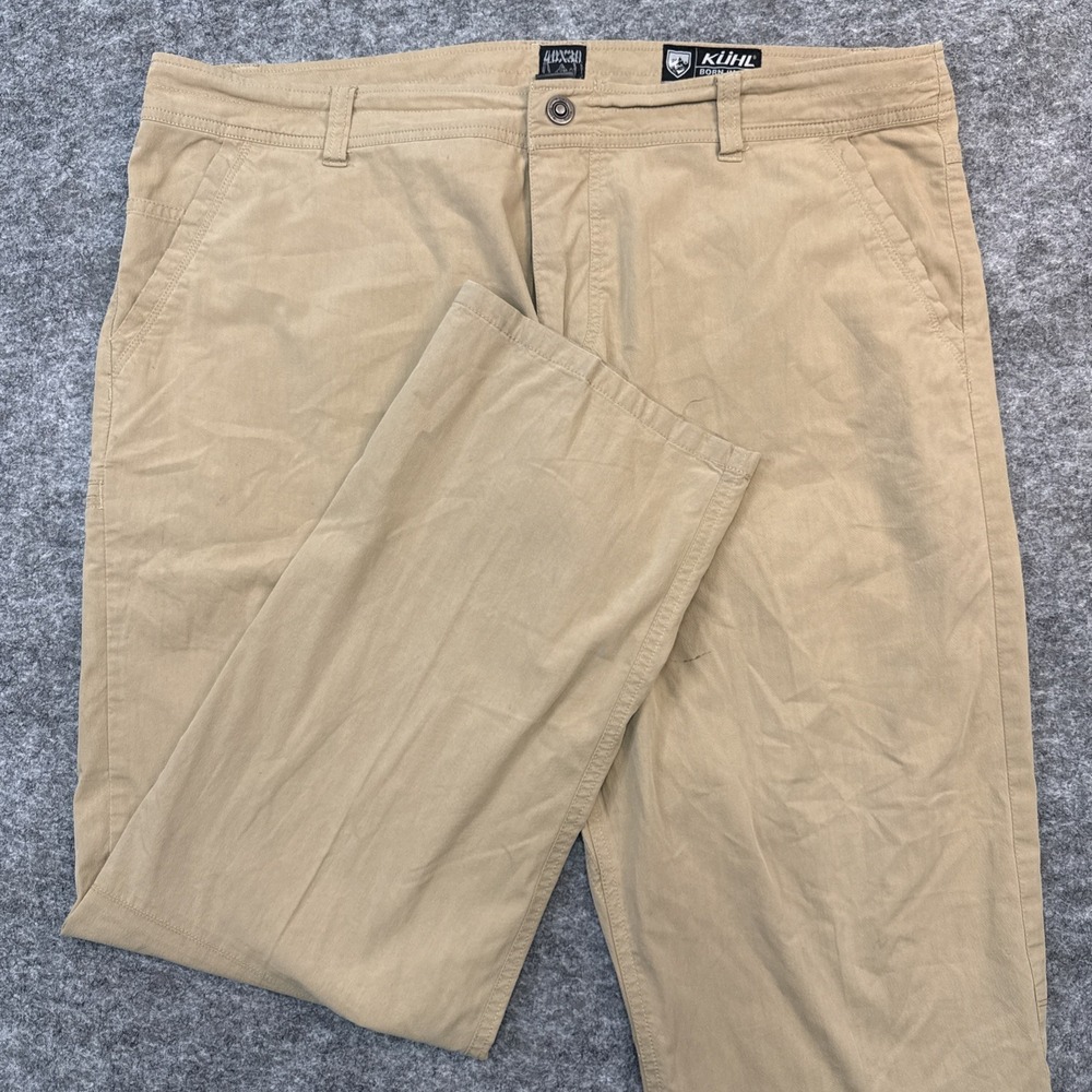 Kuhl Slax pants men's 40x30 tan stretch casual active camp hiking outdoor trails